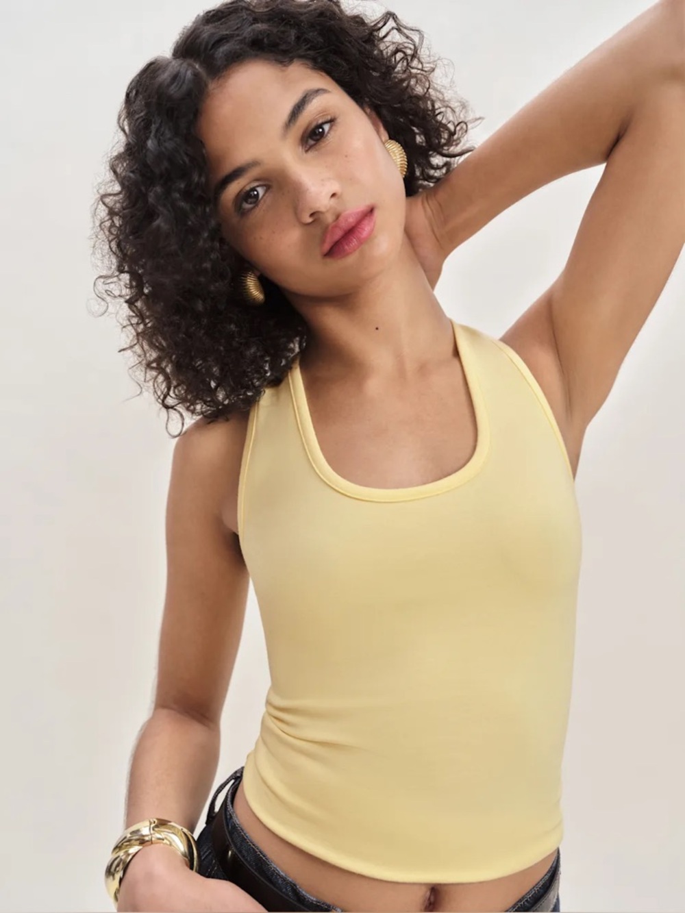 Reformation Archie Knit Top Pineapple